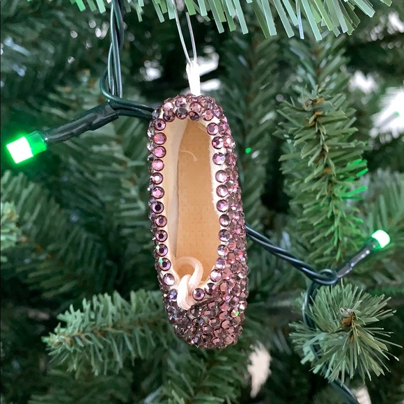 Ballet Pointe Shoe Ornament Antique Pink Swarovski - Picture 5 of 12